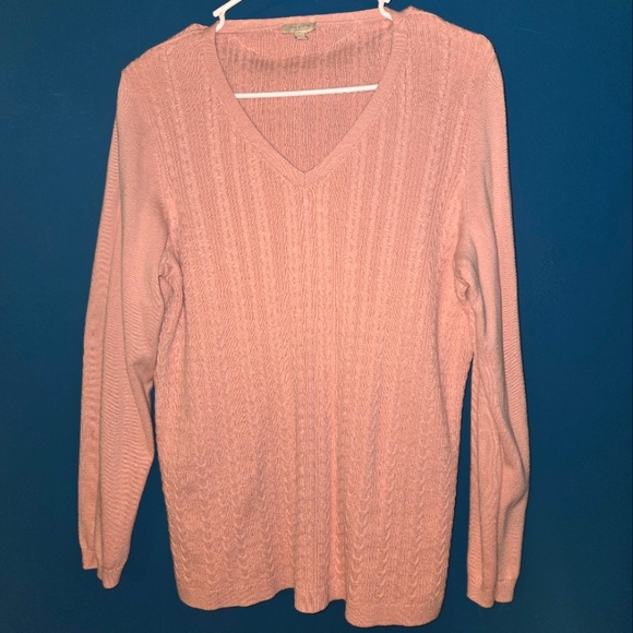 Talbots 1X Cable Knit Pink Longsleeve Sweater - Picture 1 of 8